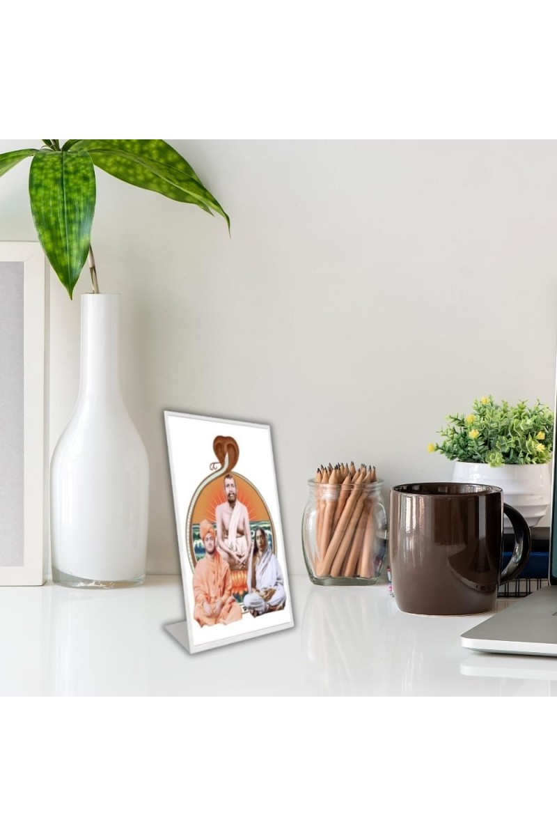 Car Desk/Table Top Ramakrishna Paramahamsa,Swami,Sarada Devi Vivekananda Acrylic L-Style Photo Stand - 2.5x3.5 Inches, Compact And Stylish Spiritual Display (F6688)