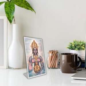 Car Desk/Table Top Lord Dhanvantari Acrylic L-Style Photo Stand - 5x7 Inches, Compact And Stylish Spiritual Display (F6715)