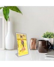 Car Desk/Table Top Shri Premanand Govind Sharan Ji Maharaj Acrylic L-Style Photo Stand - 2.5x3.5 Inches, Compact And Stylish Spiritual Display (F6695)