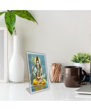 Car Desk/Table Top Lord Shiva Acrylic L-Style Photo Stand - 2.5x3.5 Inches, Compact And Stylish Spiritual Display (F6702)