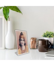 Car Desk/Table Top Bhagavan Krishna Acrylic L-Style Photo Stand - 2.5x3.5 Inches, Compact And Stylish Spiritual Display (F6713)