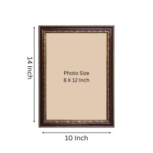 Elegant Brown & Golden Decorative Photo Frame for Wall & Table | Empty Picture Frame for Painting, Certificate, Poster, or Photo Display | Classic Vintage Look – Durable Synthetic Wood Finish
