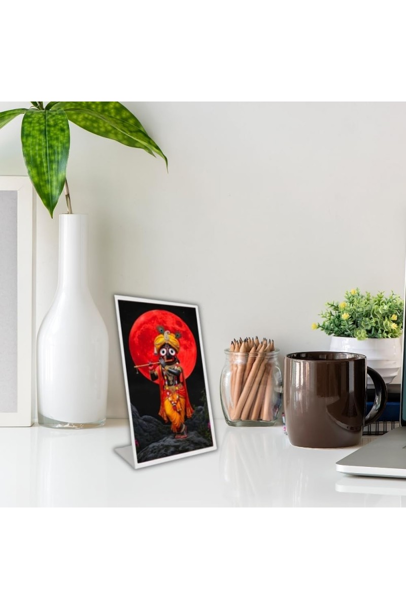 Car Desk/Table Top Jai Jagannath Acrylic L-Style Photo Stand - 5x7 Inches, Compact And Stylish Spiritual Display (F6658)