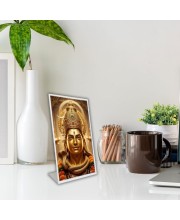 Car Desk/Table Top Lord Shiva Acrylic L-Style Photo Stand - 2.5x3.5 Inches, Compact And Stylish Spiritual Display (F6737)