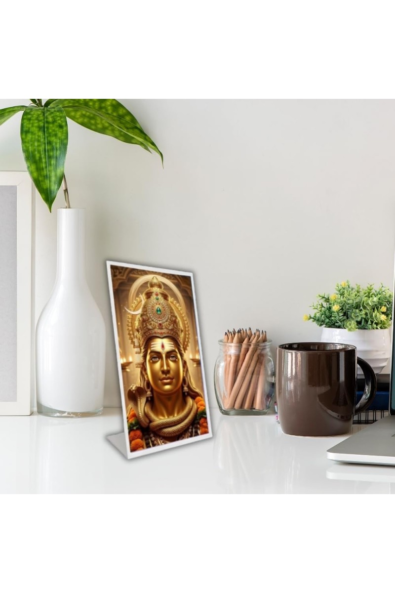 Car Desk/Table Top Lord Shiva Acrylic L-Style Photo Stand - 5x7 Inches, Compact And Stylish Spiritual Display (F6737)