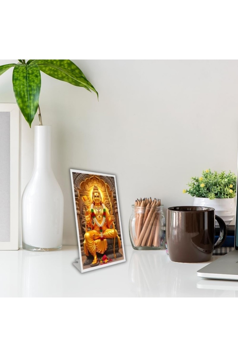 Car Desk/Table Top Jai Shree Ram Acrylic L-Style Photo Stand - 2.5x3.5 Inches, Compact And Stylish Spiritual Display (F6668)