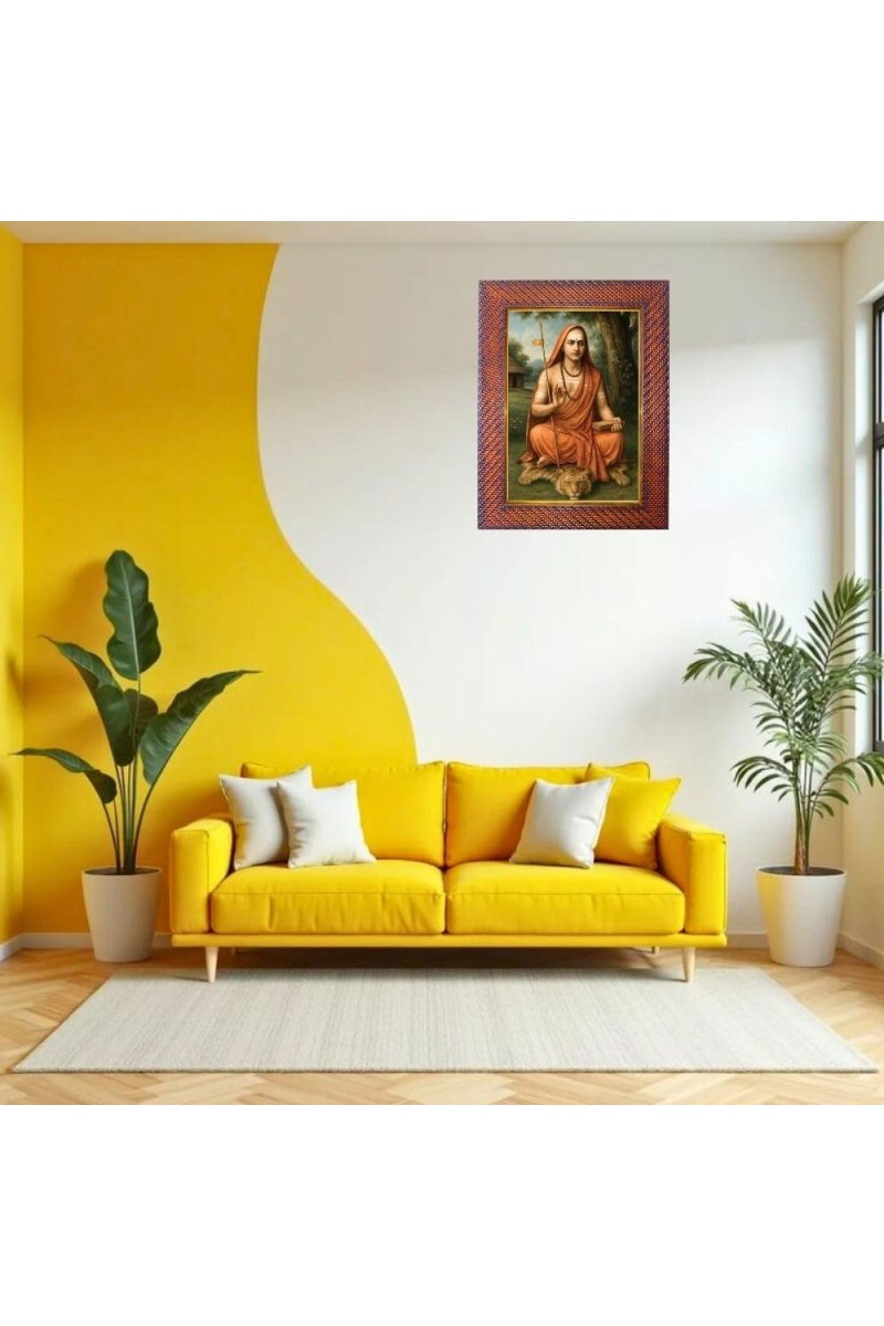 Sri Chaitanya Mahaprabhu Photo Frame Religious Wall & Table Decor Frame | Sri Chaitanya Mahaprabhu Spiritual Photo Frame For Home, Temple & Office | Decorative Hindu God & Goddess Frame