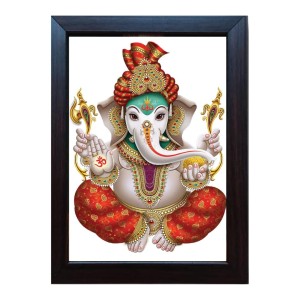 Hitech Lord Ganesha Ganesh Ganpati Ganapathi Laminated photo frame for table, Study & living room, gifts (Pvc Frame and Front face - Glass, 8 x 6 inch)
