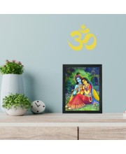 Hitech Sales Radha and Krishna Photo Frame for Pooja Room, Temple Decor, Home Decoration and Gifting (Wall and Tabletop, Rectangular, Printed Photo, 7.12 x 9.12 inches Frame, Black, Polystyrene)