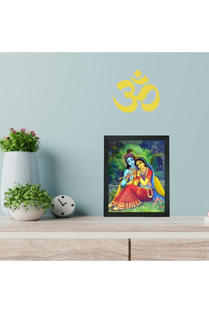 Hitech Sales Radha and Krishna Photo Frame for Pooja Room, Temple Decor, Home Decoration and Gifting (Wall and Tabletop, Rectangular, Printed Photo, 7.12 x 9.12 inches Frame, Black, Polystyrene)