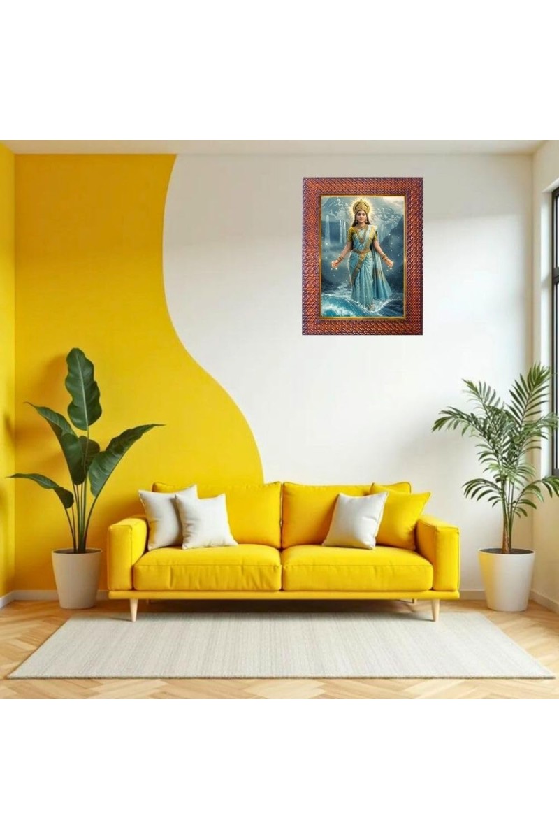 Mata Ganga Photo Frame 10x14 Inch Religious Wall & Table Decor Frame | Mata Ganga Spiritual Photo Frame For Home, Temple & Office | Decorative Hindu God & Goddess Frame (Pack Of 1) (F18228)