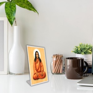 Car Desk/Table Top Paramahansa Yogananda Acrylic L-Style Photo Stand - 5x7 Inches, Compact And Stylish Spiritual Display (F6671)