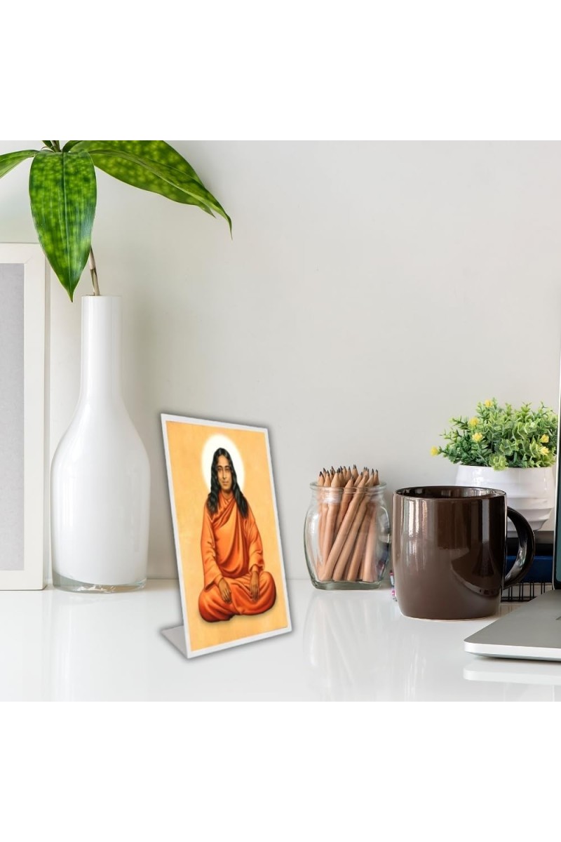 Car Desk/Table Top Paramahansa Yogananda Acrylic L-Style Photo Stand - 5x7 Inches, Compact And Stylish Spiritual Display (F6671)