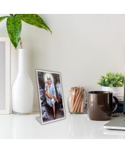 Car Desk/Table Top Shirdi Sai Baba Acrylic L-Style Photo Stand - 2.5x3.5 Inches, Compact And Stylish Spiritual Display (F6693)