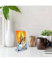 Car Desk/Table Top Maa Saraswati Acrylic L-Style Photo Stand - 2.5x3.5 Inches, Compact And Stylish Spiritual Display (F6700)