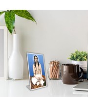 Car Desk/Table Top Nigamananda Paramahansa Acrylic L-Style Photo Stand - 2.5x3.5 Inches, Compact And Stylish Spiritual Display (F6691)