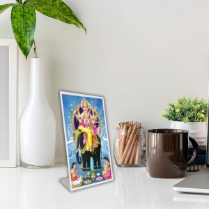 Car Desk/Table Top Lord Vishwakarma Acrylic L-Style Photo Stand - 2.5x3.5 Inches, Compact And Stylish Spiritual Display (F6718)
