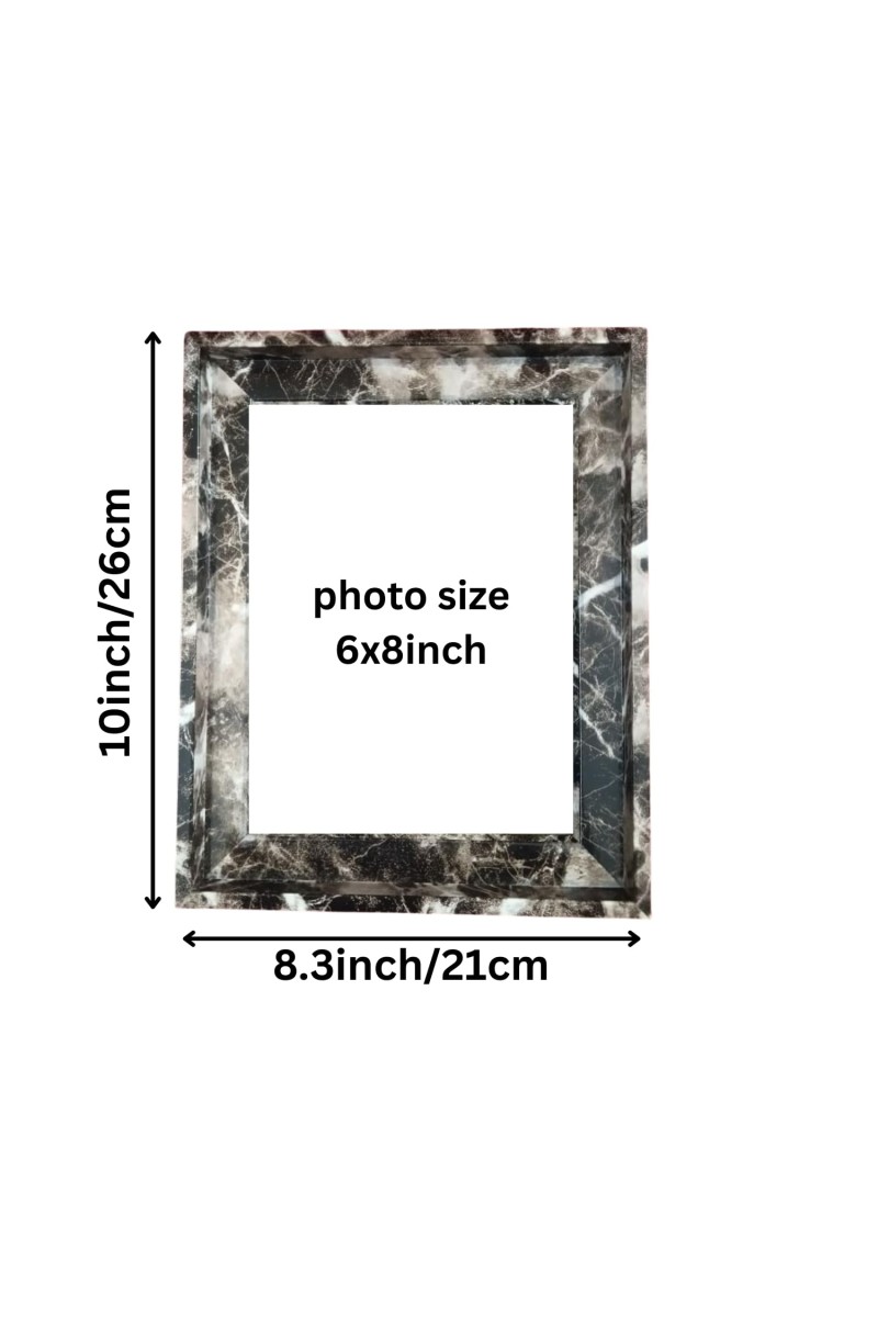 Black Marble Design Photo Frame for Home & Office | Tabletop & Wall Mount Display | Fits 6x8 Inch Pictures | Modern Decorative Picture Frame (Black & White Marble)