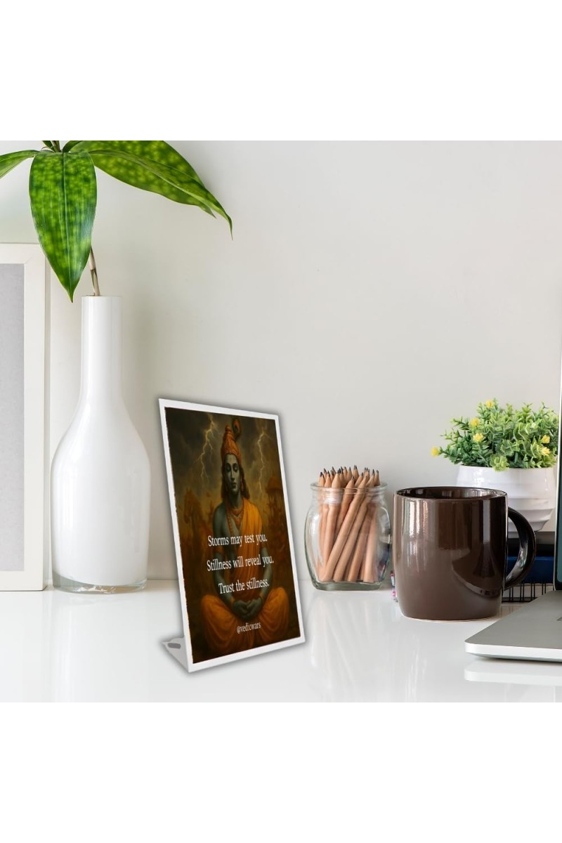 Car Desk/Table Top Shree Krishna Acrylic L-Style Photo Stand - 5x7 Inches, Compact And Stylish Spiritual Display (F6680)