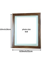 Wooden Photo Frame with Inner White Border – Modern Tabletop & Wall Mount Picture Frame with Glass Front (Empty Frame) (Brown & White)
