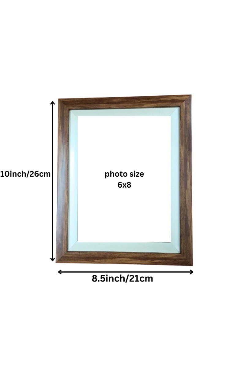 Wooden Photo Frame with Inner White Border – Modern Tabletop & Wall Mount Picture Frame with Glass Front (Empty Frame) (Brown & White)