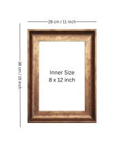 HiTechMart Polystyrene 11x15 Golden Picture Frame Classic Style with Acrylic Glass Fits 8x12 Photo Wall Mount Display for Family Photos, Home Decor & Gifting