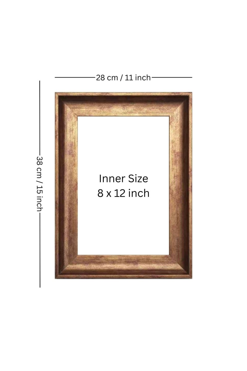 HiTechMart Polystyrene 11x15 Golden Picture Frame Classic Style with Acrylic Glass Fits 8x12 Photo Wall Mount Display for Family Photos, Home Decor & Gifting