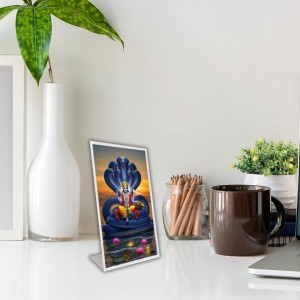 Car Desk/Table Top Lord Vishnu Acrylic L-Style Photo Stand - 2.5x3.5 Inches, Compact And Stylish Spiritual Display (F6664)