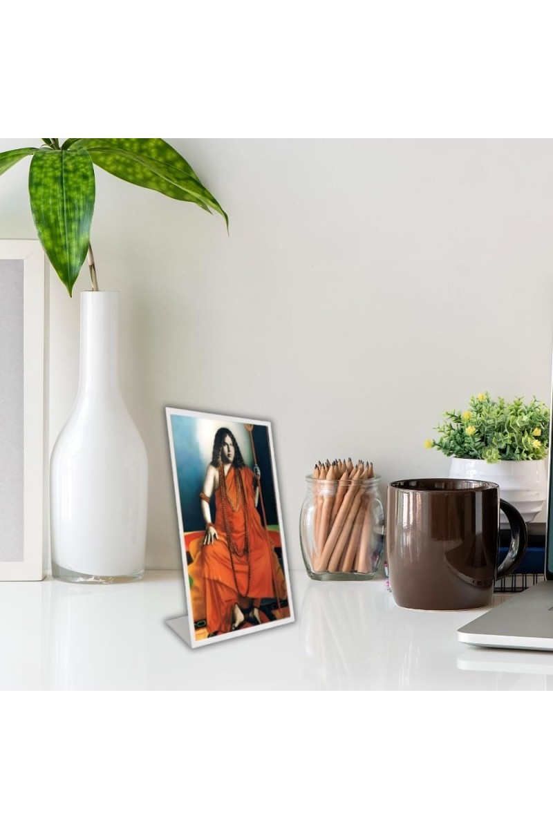 Car Desk/Table Top Swami Pranavananda Acrylic L-Style Photo Stand - 2.5x3.5 Inches, Compact And Stylish Spiritual Display (F6706)