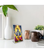 Car Desk/Table Top Lord Vishnu Acrylic L-Style Photo Stand - 2.5x3.5 Inches, Compact And Stylish Spiritual Display (F6663)