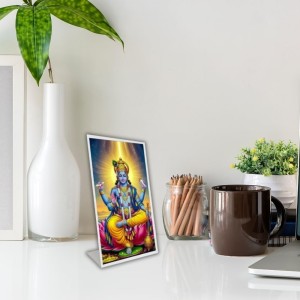 Car Desk/Table Top Lord Vishnu Acrylic L-Style Photo Stand - 2.5x3.5 Inches, Compact And Stylish Spiritual Display (F6663)