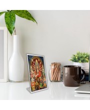 Car Desk/Table Top Maa Durga Acrylic L-Style Photo Stand - 2.5x3.5 Inches, Compact And Stylish Spiritual Display (F6686)