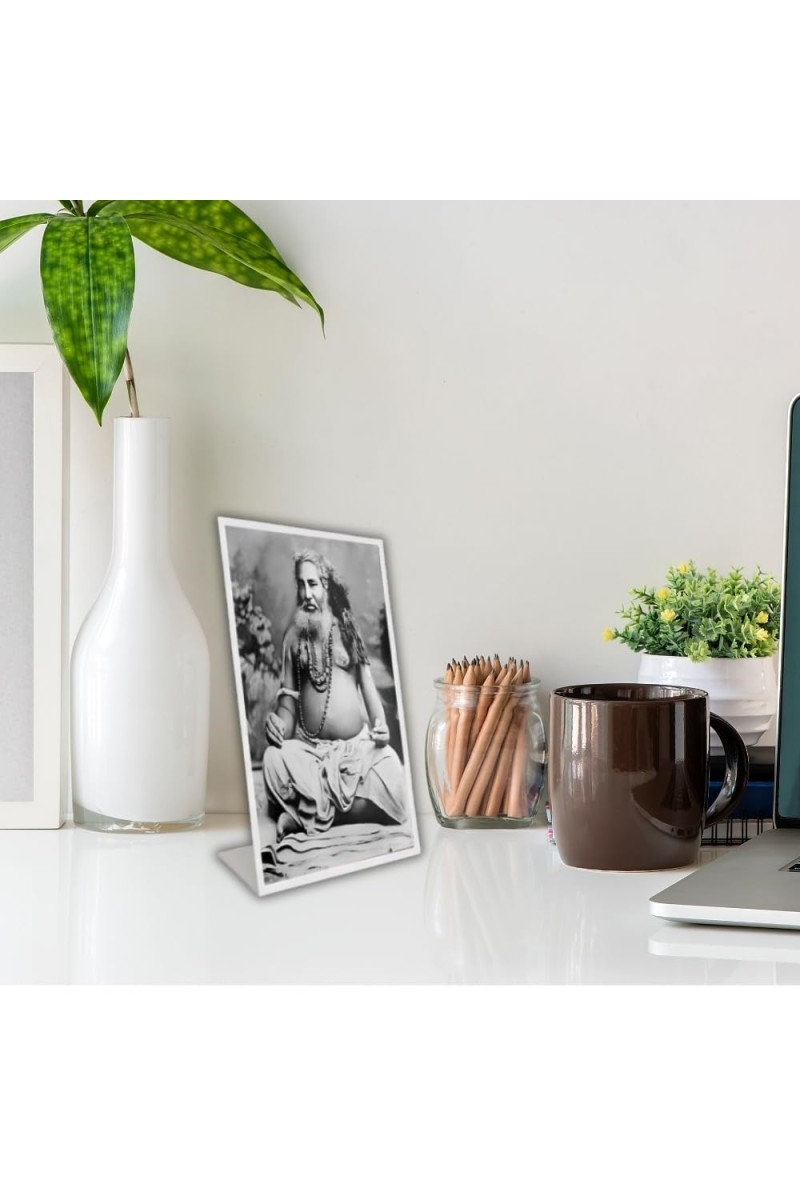 Car Desk/Table Top BijoyKrishna Goswami Acrylic L-Style Photo Stand - 2.5x3.5 Inches, Compact And Stylish Spiritual Display (F6730)