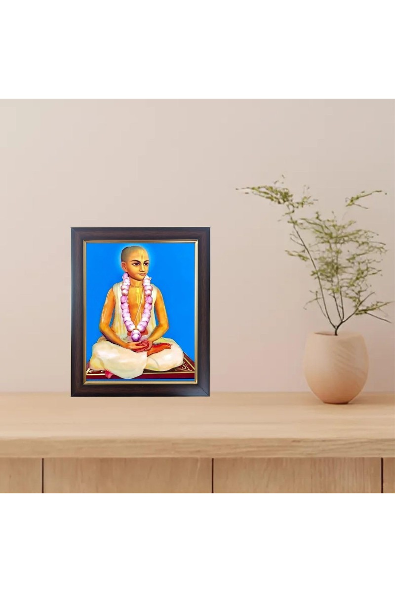 Hitech Sales Srila Narottama Das Thakur Photo Frame for Pooja Room, Temple Decor, Home Decoration and Gift (Wall and Tabletop, Rectangular, Polystyrene Frame, Printed Photo, 24 x 29 cm, Black)