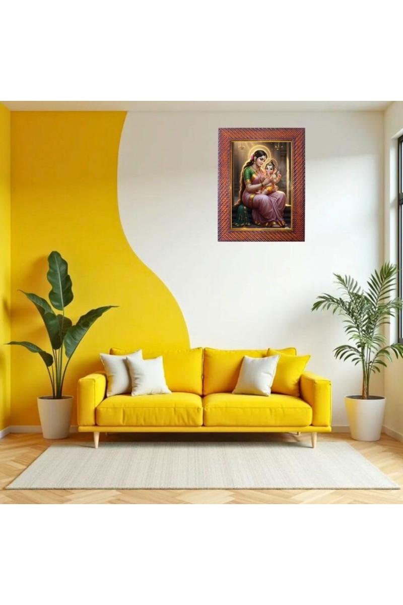 Mata Parvati Lord Shiva Photo Frame 17X21 Inch Religious Wall & Table Decor Frame (F18147X17X21)