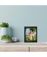Hitech Sales Lord Dattatreya Swamy Gurudatta Dattaguru Polystyrene Photo Frame for Pooja Room, Temple, Home Decoration, Gift (Wall and Tabletop, Printed Photo, Black, 7.12 x 9.12 inches)