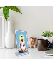 Car Desk/Table Top Sri Ramkrishna Acrylic L-Style Photo Stand - 2.5x3.5 Inches, Compact And Stylish Spiritual Display (F6714)