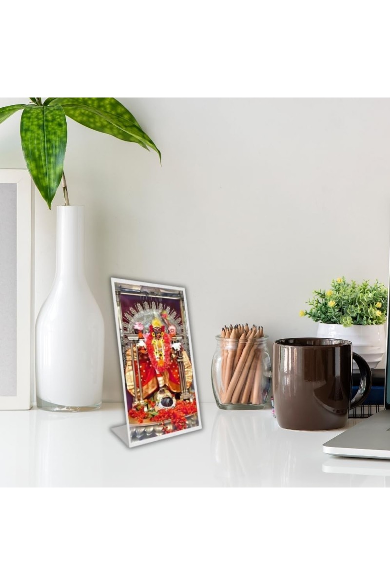 Car Desk/Table Top Maa Bhavatarini Acrylic L-Style Photo Stand - 2.5x3.5 Inches, Compact And Stylish Spiritual Display (F6711)