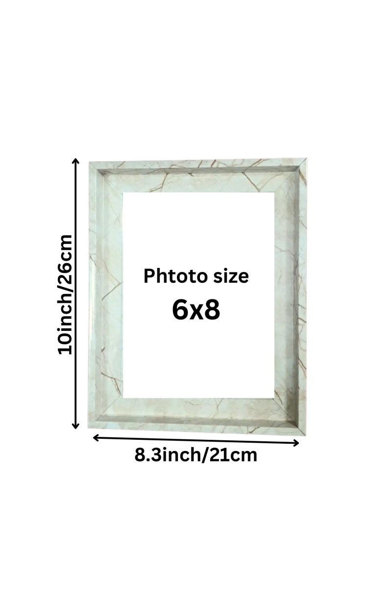 Marble Design Photo Frame – Modern Wall & Tabletop Picture Frame with Glass Front and MDF Back (Empty Frame) (Marble White)