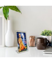 Car Desk/Table Top Shree Chaitanya Mahaprabhu Acrylic L-Style Photo Stand - 2.5x3.5 Inches, Compact And Stylish Spiritual Display (F6669)