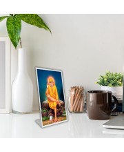 Car Desk/Table Top Sridhi Sai Baba Acrylic L-Style Photo Stand - 2.5x3.5 Inches, Compact And Stylish Spiritual Display (F6734)