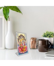 Car Desk/Table Top Lord Vishnu And Lakhsmi Acrylic L-Style Photo Stand - 2.5x3.5 Inches, Compact And Stylish Spiritual Display (F6662)