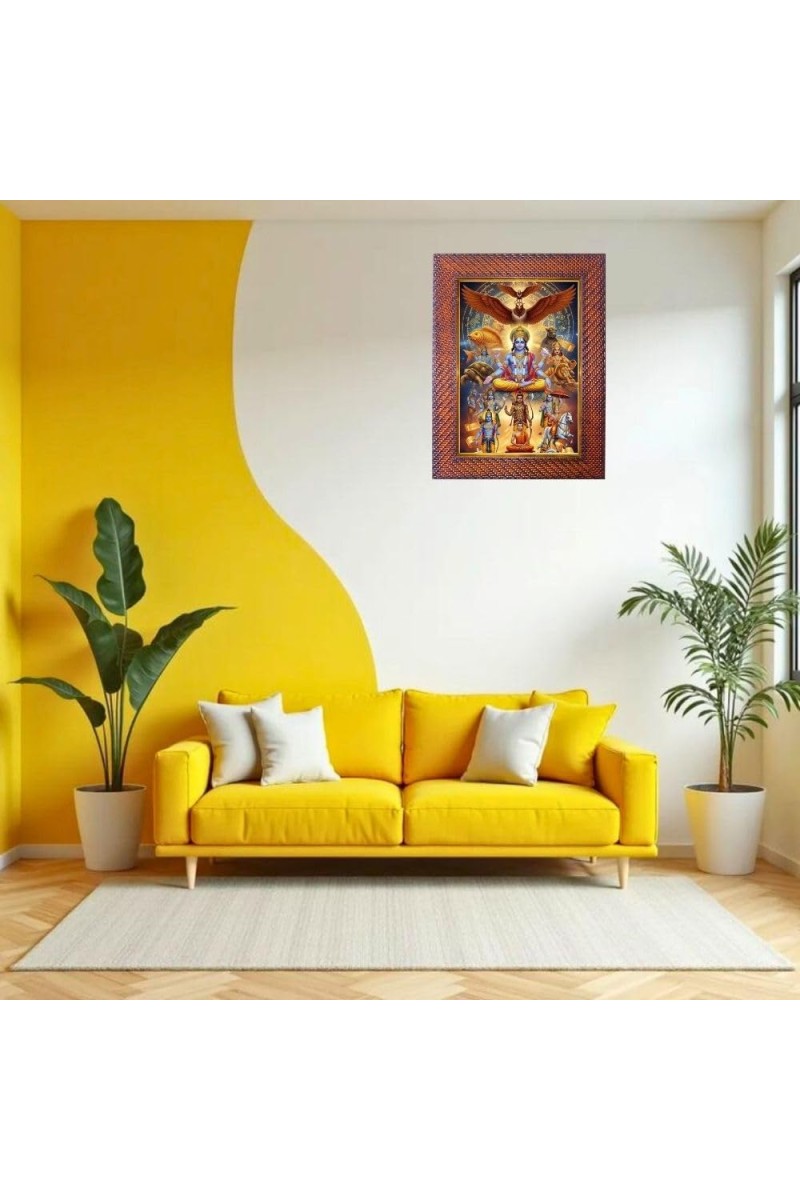 Mata Lakshmi Photo Frame 17X21 Inch Religious Wall & Table Decor Frame | Mata Lakshmi Spiritual Photo Frame For Home, Temple & Office (F18382X17X21)