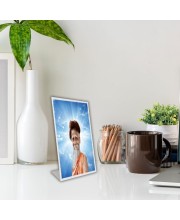 Car Desk/Table Top Sri Sri Sitaramdas Omkarnath Acrylic L-Style Photo Stand - 2.5x3.5 Inches, Compact And Stylish Spiritual Display (F6722)