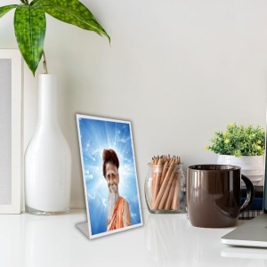 Car Desk/Table Top Sri Sri Sitaramdas Omkarnath Acrylic L-Style Photo Stand - 5x7 Inches, Compact And Stylish Spiritual Display (F6722)