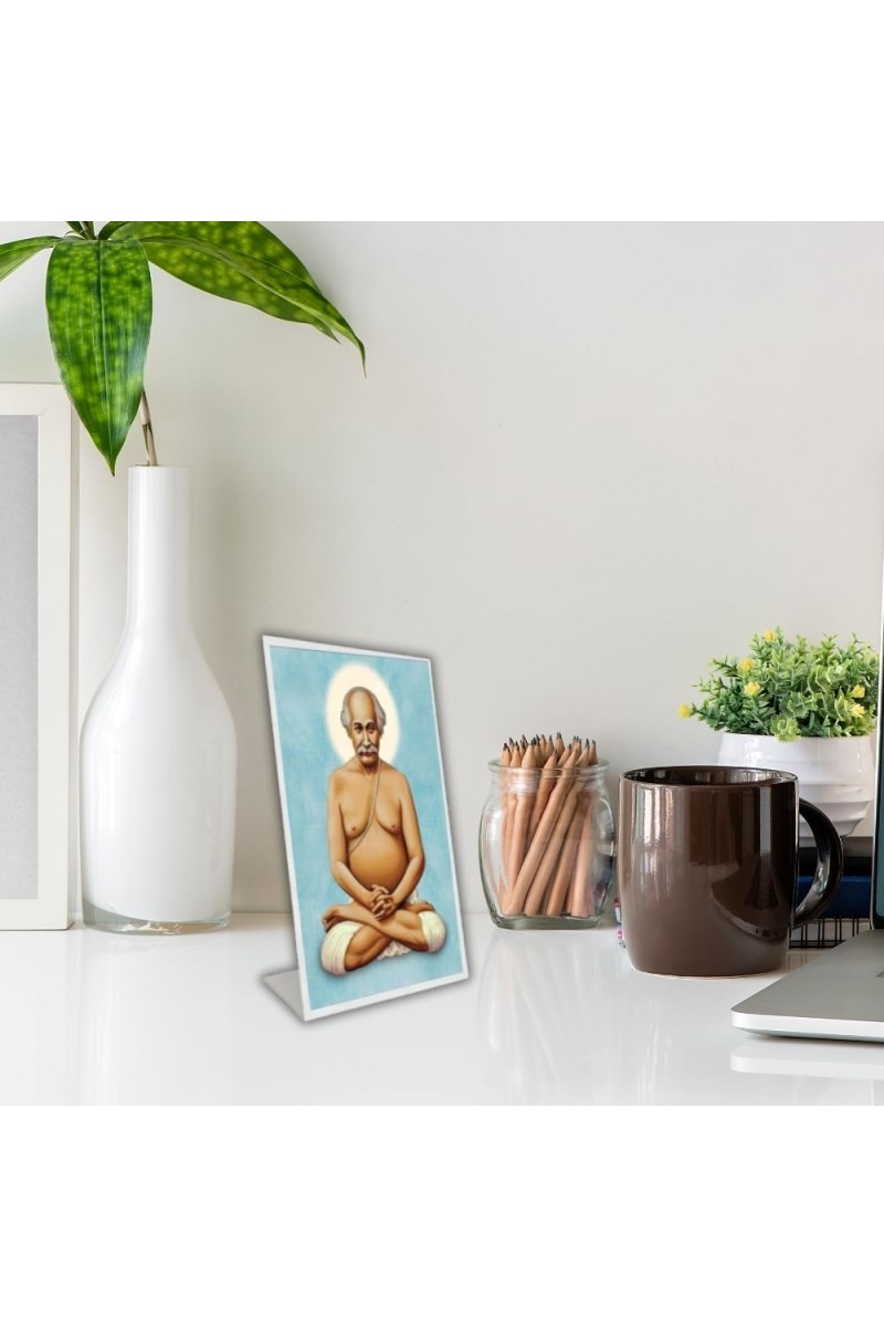 Car Desk/Table Top Lahiri Mahasaya Acrylic L-Style Photo Stand - 5x7 Inches, Compact And Stylish Spiritual Display (F6687)