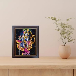 Hitech Sales Lord Krishna Photo Frame for Pooja Room, Temple Decor, Home Decoration and Gift (Wall and Tabletop, Rectangular, Polystyrene Frame, Printed Photo, 24 x 29 cm, Black)