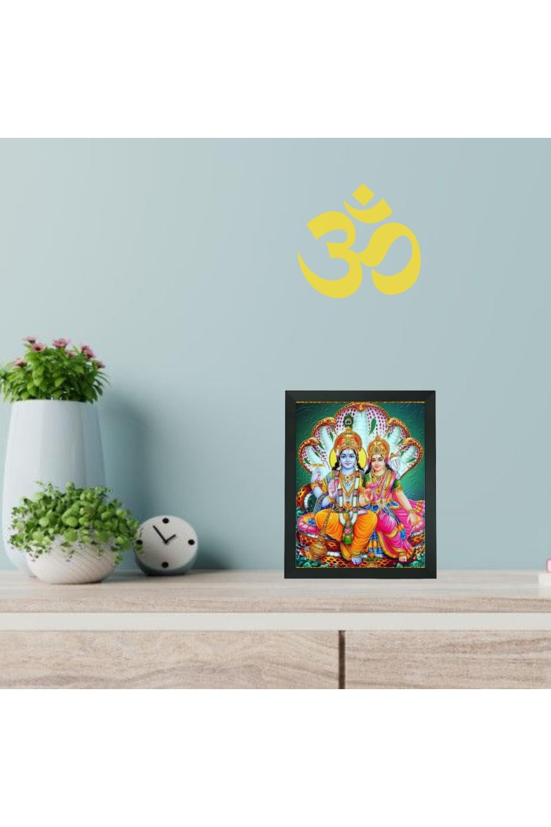 Hitech Sales Goddess Laxmi Devi and Narayan Polystyrene Photo Frame for Pooja Room, home, Temple Decor, Gift (Wall and Tabletop, Printed Photo, Black, 7.12 x 9.12 inches)