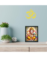 Hitech Sales Lord Ganesh Polystyrene Photo Frame for Pooja Room, Temple Decor, Home Decoration and Gifting (Wall and Tabletop, Rectangular, Printed Photo, 7.12 x 9.12 inches Frame, Black)