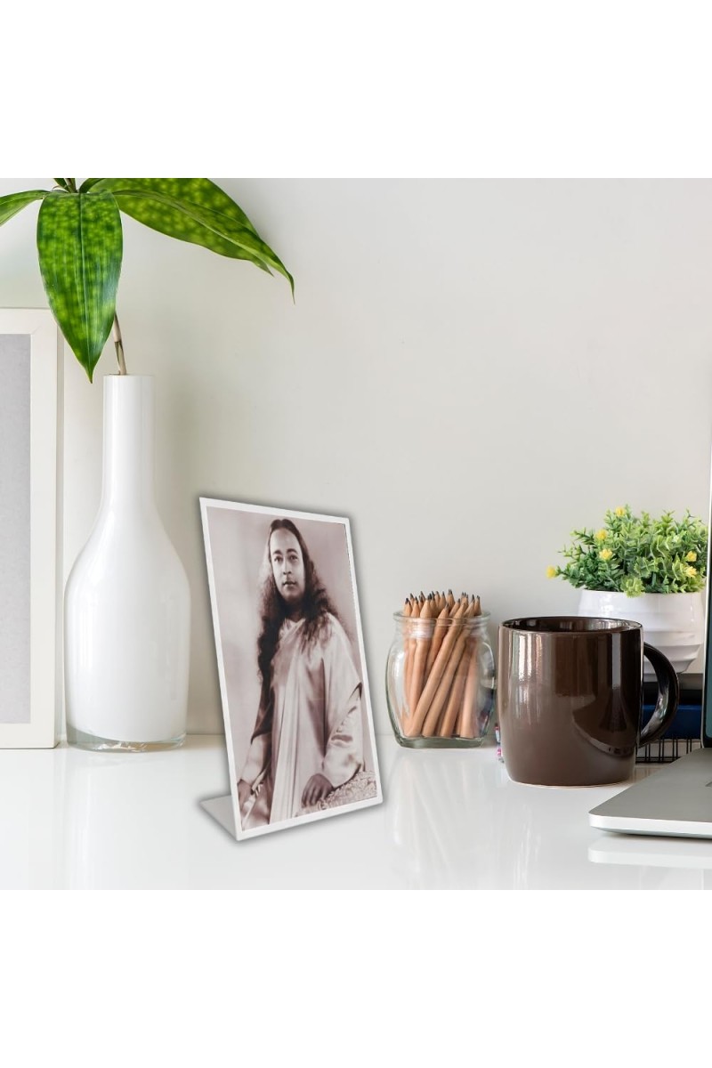 Car Desk/Table Top Paramahansa Yogananda Acrylic L-Style Photo Stand - 2.5x3.5 Inches, Compact And Stylish Spiritual Display (F6705)